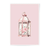 Pink Lantern Photographic Prints, Floral Lantern Art, Watercolor Lantern Decor, Light Pink Wall Art, Home Decor - Tawshia